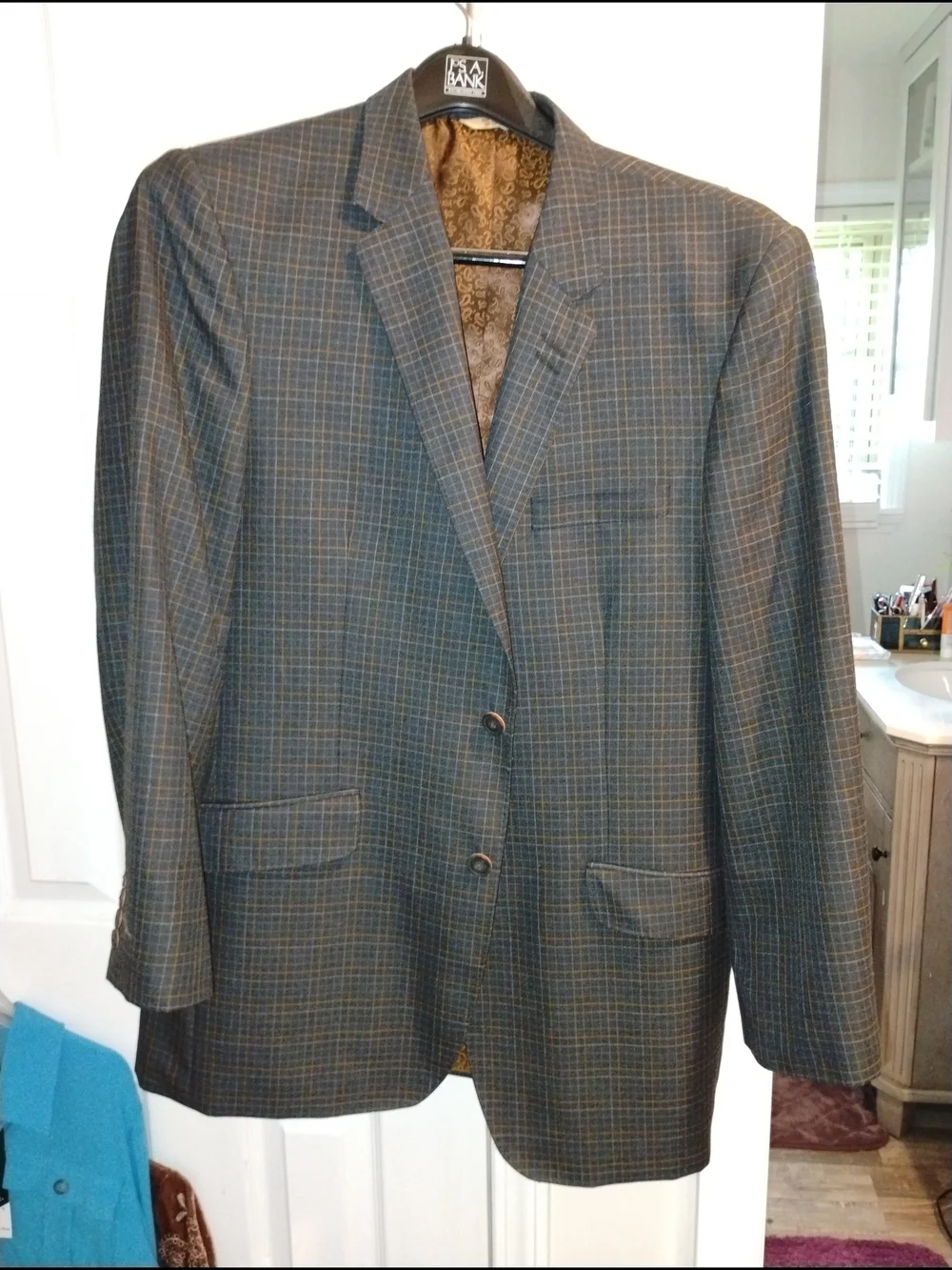 Men's Plaid Sport Coat in Brown and Green - Classic Two-Button Blazer